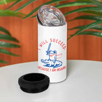 I Will Succeed Because I Am Insane 4 in 1 Can Cooler Tumbler Funny Frog Riding Crocodile Sarcastic Humor