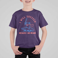 I Will Succeed Because I Am Insane T Shirt For Kid Funny Frog Riding Crocodile Sarcastic Humor
