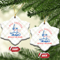 I Will Succeed Because I Am Insane Ceramic Ornament Funny Frog Riding Crocodile Sarcastic Humor