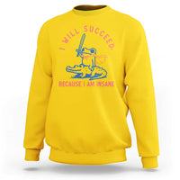 I Will Succeed Because I Am Insane Sweatshirt Funny Frog Riding Crocodile Sarcastic Humor