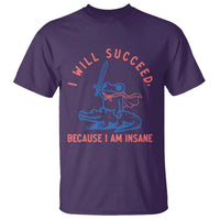 I Will Succeed Because I Am Insane T Shirt Funny Frog Riding Crocodile Sarcastic Humor