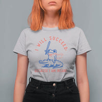 I Will Succeed Because I Am Insane T Shirt For Women Funny Frog Riding Crocodile Sarcastic Humor