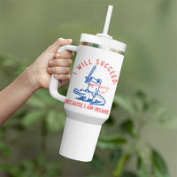 I Will Succeed Because I Am Insane Tumbler With Handle Funny Frog Riding Crocodile Sarcastic Humor