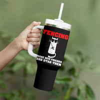 Funny Cat Fencing Tumbler With Handle Make Me New Friends And Stab Them