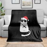 Funny Cat Fencing Christmas Throw Blanket Cute Kitty Lover - Wonder Print Shop