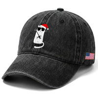 Funny Cat Fencing Christmas Washed Cotton Baseball Cap Cute Kitty Lover