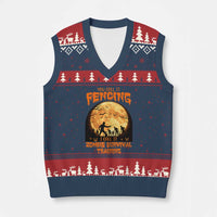Funny Fencing Halloween V-Neck Knit Sweater Vest You Call It Fencing Zombie Survival - Wonder Print Shop