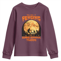 Funny Fencing Halloween Youth Sweatshirt You Call It Fencing Zombie Survival - Wonder Print Shop