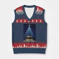 Nativity Scene Xmas V-Neck Knit Sweater Vest Biible Baby Jesus Christian - Wonder Print Shop