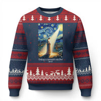 Virgin Mary Starry Night Ugly Christmas Sweater Luke 2:11 Christian Faith - Wonder Print Shop