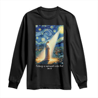 Virgin Mary Starry Night Long Sleeve Shirt Luke 2:11 Christian Faith - Wonder Print Shop