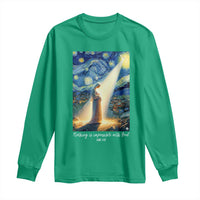 Virgin Mary Starry Night Long Sleeve Shirt Luke 2:11 Christian Faith - Wonder Print Shop