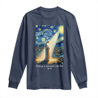 Virgin Mary Starry Night Long Sleeve Shirt Luke 2:11 Christian Faith - Wonder Print Shop