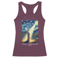 Virgin Mary Starry Night Racerback Tank Top Luke 2:11 Christian Faith - Wonder Print Shop