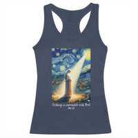Virgin Mary Starry Night Racerback Tank Top Luke 2:11 Christian Faith - Wonder Print Shop