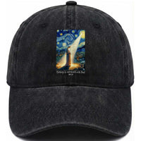 Virgin Mary Starry Night Washed Cotton Baseball Cap Luke 2:11 Christian Faith