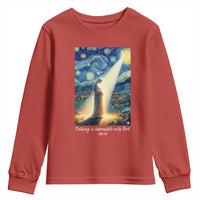Virgin Mary Starry Night Youth Sweatshirt Luke 2:11 Christian Faith - Wonder Print Shop