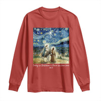 Bethlehem Starry Night Long Sleeve Shirt Nativity Luke 2:11 Christian Christmas - Wonder Print Shop