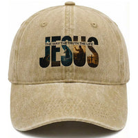 Jesus Christian Bible Washed Cotton Baseball Cap The Way The Truth The Life
