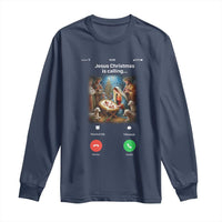 Jesus Christmas Long Sleeve Shirt Video Call Nativity Scene Funny Christian Xmas - Wonder Print Shop
