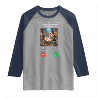 Jesus Christmas Raglan Shirt Video Call Nativity Scene Funny Christian Xmas - Wonder Print Shop