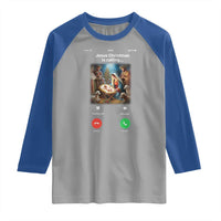 Jesus Christmas Raglan Shirt Video Call Nativity Scene Funny Christian Xmas - Wonder Print Shop