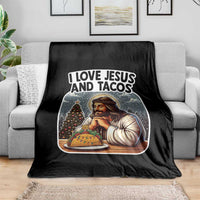 Funny Jesus Christian Christmas Throw Blanket I Love Jesus And Tacos - Wonder Print Shop