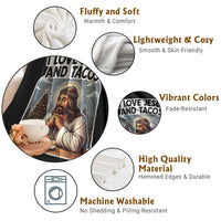 Funny Jesus Christian Christmas Throw Blanket I Love Jesus And Tacos - Wonder Print Shop