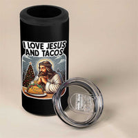 Funny Jesus Christian Christmas 4 in 1 Can Cooler Tumbler I Love Jesus And Tacos - Wonder Print Shop