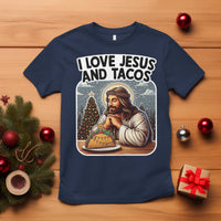 Funny Jesus Christian Christmas T Shirt I Love Jesus And Tacos - Wonder Print Shop