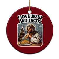 Funny Jesus Christian Christmas Ceramic Ornament I Love Jesus And Tacos - Wonder Print Shop