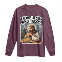 Funny Jesus Christian Christmas Long Sleeve Shirt I Love Jesus And Tacos - Wonder Print Shop