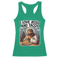 Funny Jesus Christian Christmas Racerback Tank Top I Love Jesus And Tacos - Wonder Print Shop