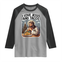 Funny Jesus Christian Christmas Raglan Shirt I Love Jesus And Tacos - Wonder Print Shop