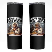 Funny Jesus Christian Christmas Skinny Tumbler I Love Jesus And Tacos - Wonder Print Shop