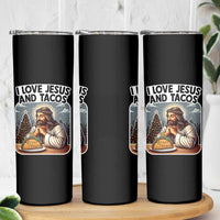 Funny Jesus Christian Christmas Skinny Tumbler I Love Jesus And Tacos - Wonder Print Shop