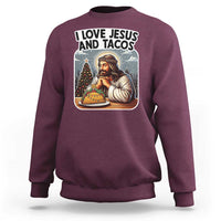 Funny Jesus Christian Christmas Sweatshirt I Love Jesus And Tacos - Wonder Print Shop