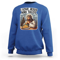 Funny Jesus Christian Christmas Sweatshirt I Love Jesus And Tacos - Wonder Print Shop