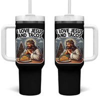 Funny Jesus Christian Christmas Tumbler With Handle I Love Jesus And Tacos - Wonder Print Shop