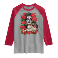 Dia De Los Muertos Mexican Raglan Shirt Day of the Dead Sugar Skull Women - Wonder Print Shop