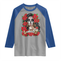 Dia De Los Muertos Mexican Raglan Shirt Day of the Dead Sugar Skull Women - Wonder Print Shop
