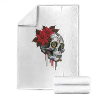 Sugar Skull Calavera Holiday Spirit Mistletoe Throw Blanket - Wonder Print Shop
