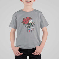 Sugar Skull Calavera Holiday Spirit Mistletoe T Shirt For Kid - Wonder Print Shop
