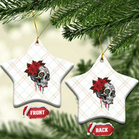 Sugar Skull Calavera Holiday Spirit Mistletoe Ceramic Ornament - Wonder Print Shop