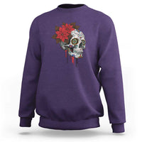 Sugar Skull Calavera Holiday Spirit Mistletoe Sweatshirt - Wonder Print Shop
