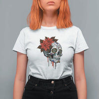 Sugar Skull Calavera Holiday Spirit Mistletoe T Shirt For Women - Wonder Print Shop