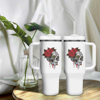 Sugar Skull Calavera Holiday Spirit Mistletoe Tumbler With Handle - Wonder Print Shop