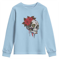 Sugar Skull Calavera Holiday Spirit Mistletoe Youth Sweatshirt - Wonder Print Shop