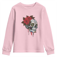 Sugar Skull Calavera Holiday Spirit Mistletoe Youth Sweatshirt - Wonder Print Shop