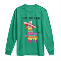 Funny Pinata Mexican Long Sleeve Shirt Here To Fiesta - Wonder Print Shop